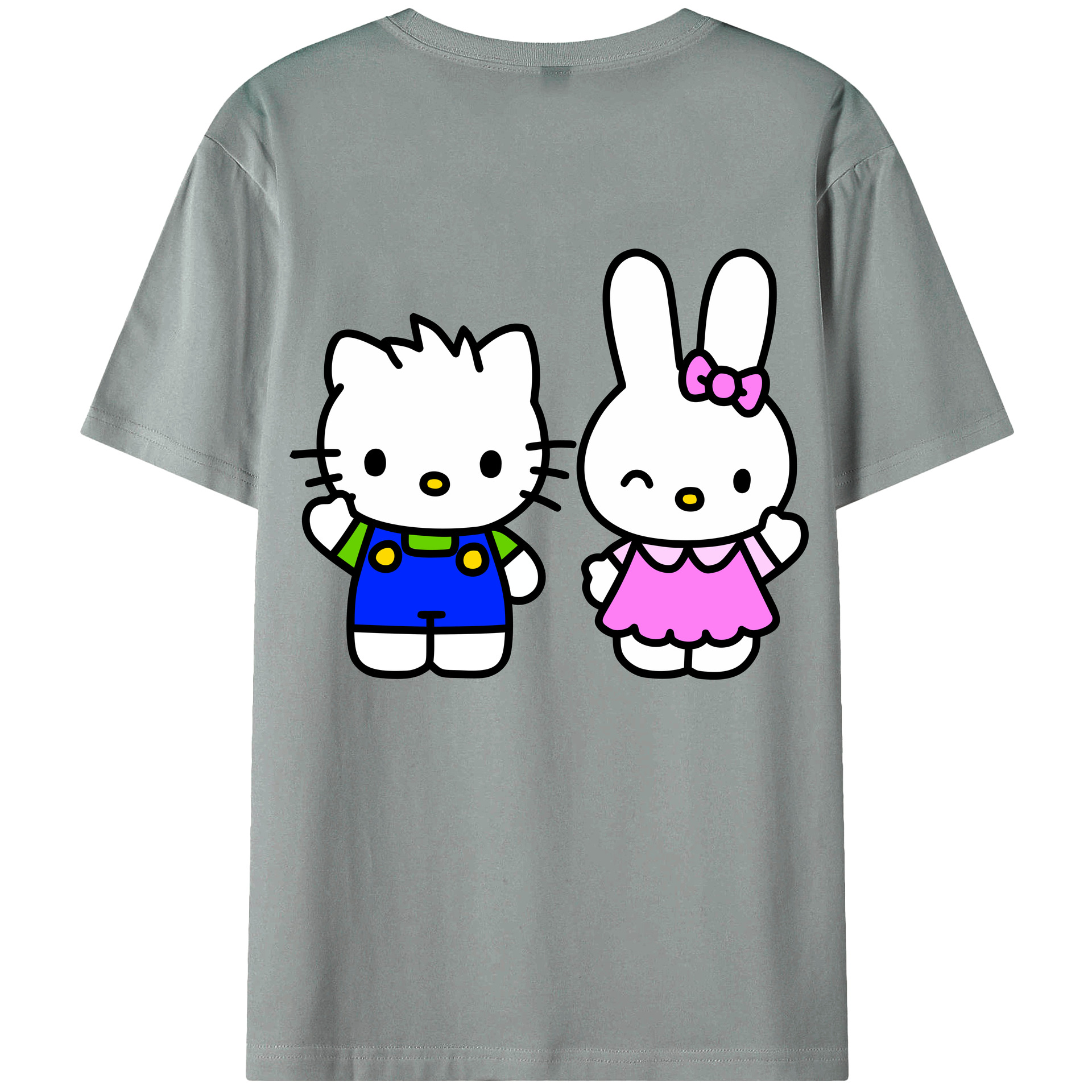 （画像用） Hello Kitty ハローキティ 綿100％ メンズ半袖Tシャツ（バックプリント） 通気性